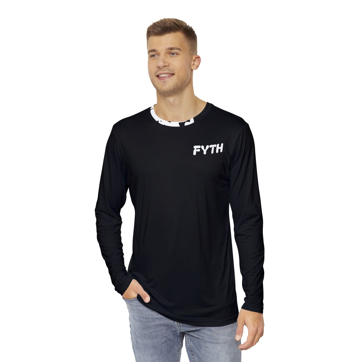 Black Men's Long Sleeve Shirt (FYTH)