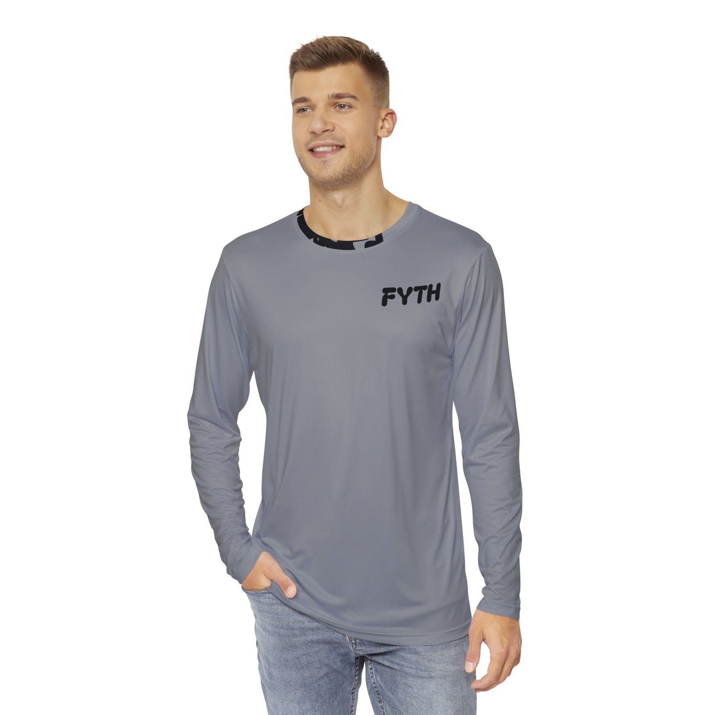 Gray Men's Long Sleeve Shirt (FYTH)