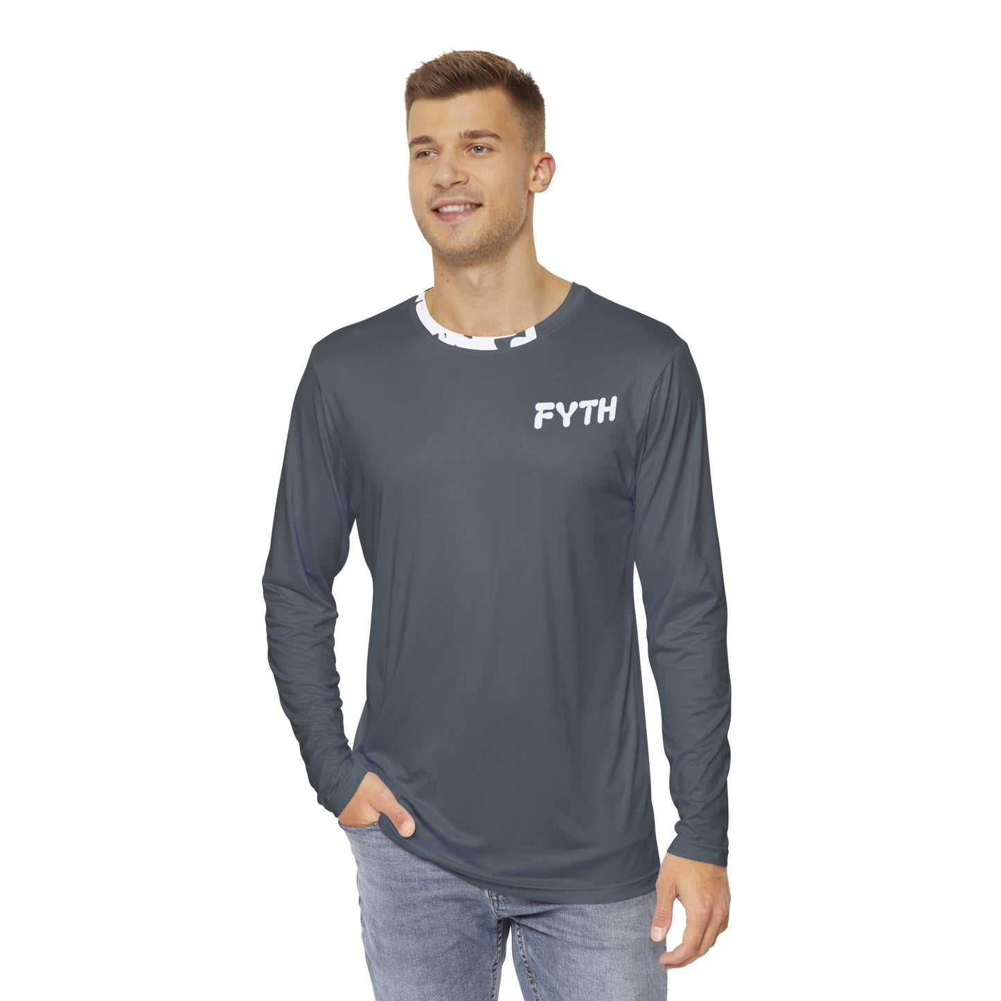 Gray Men's Long Sleeve Shirt (FYTH)