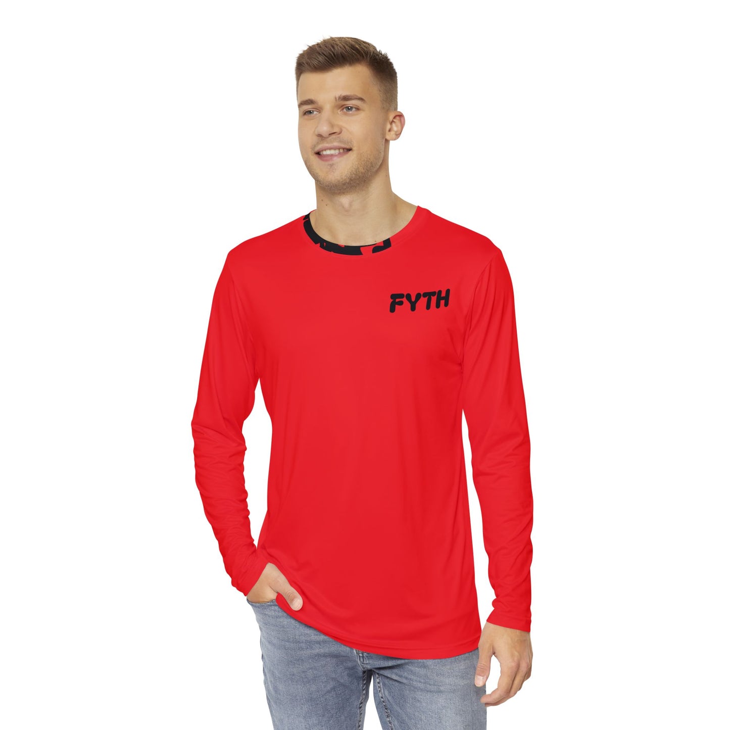 Red Men's Long Sleeve Shirt (FYTH)